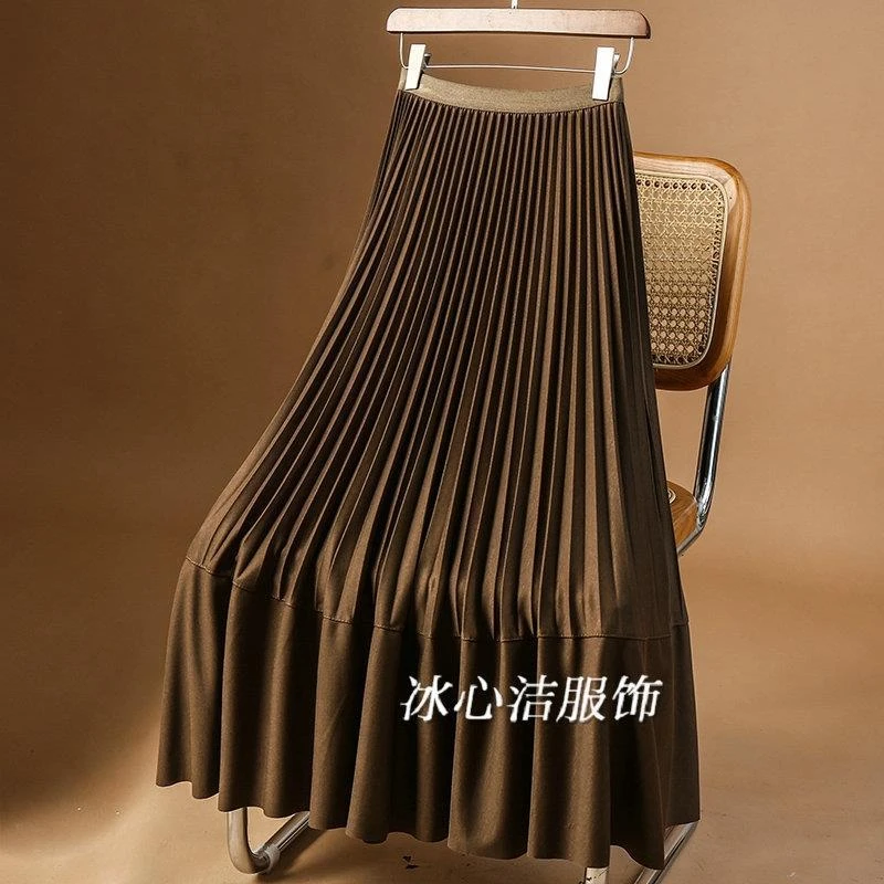 时尚垂感显瘦百褶裙半身裙女2024秋冬高腰大摆裙子半裙长裙春秋