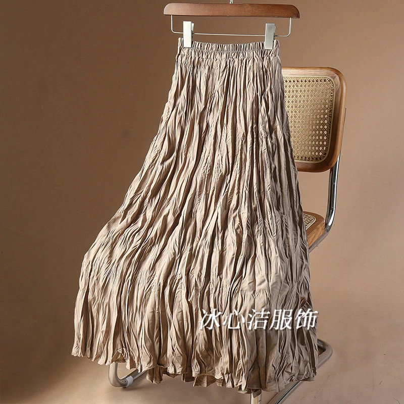 高档洋气褶皱百褶裙半身裙女高级2025新款中长款裙子长裙半裙秋装