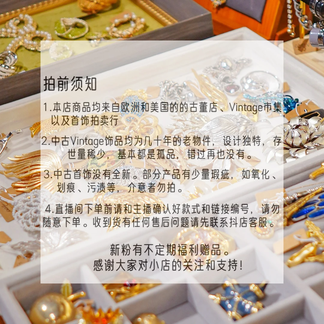 非金属项链 01.07欧美Vintage中古饰品项链胸针耳饰no退换