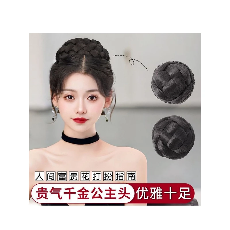 赫本风头饰丸子头假发包女千金公主头饰婚纱造型贵气新娘盘发造型