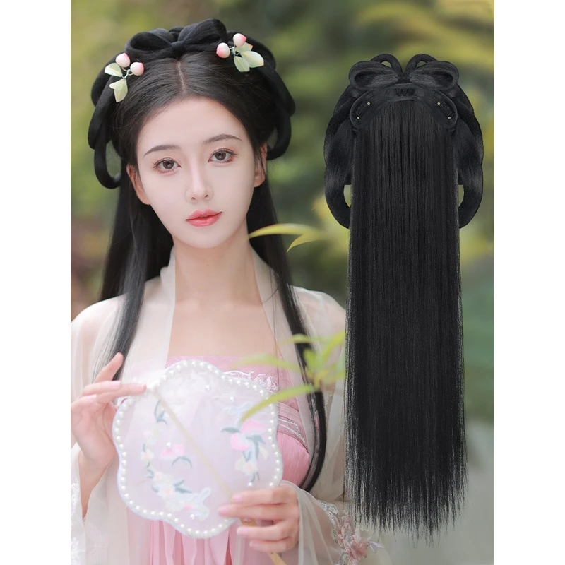 汉服假发一体式懒人发箍全头套古风发髻明制盘发造型古装垫发包