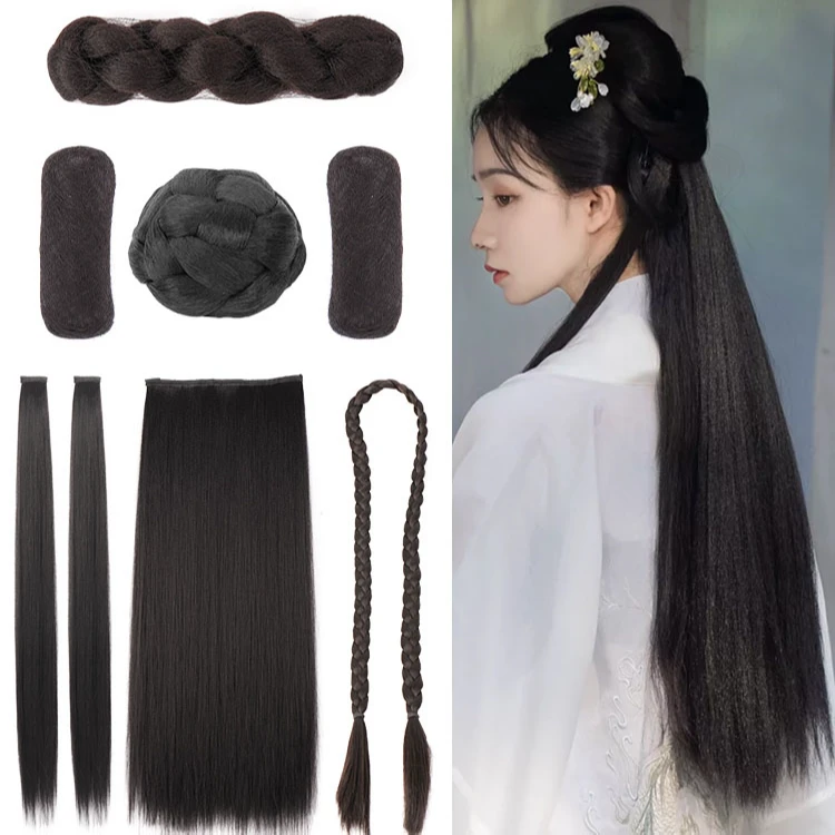 发包汉服假发包古风头饰造型女全套古装发饰百搭垫发板牛角包发髻