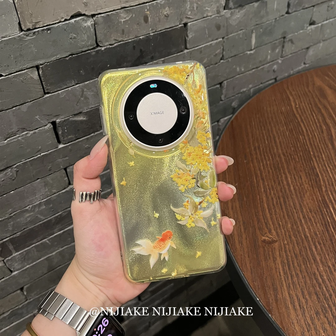 ins小众气质金色适用华为mate60pro手机壳40pro女p70pro女轻薄