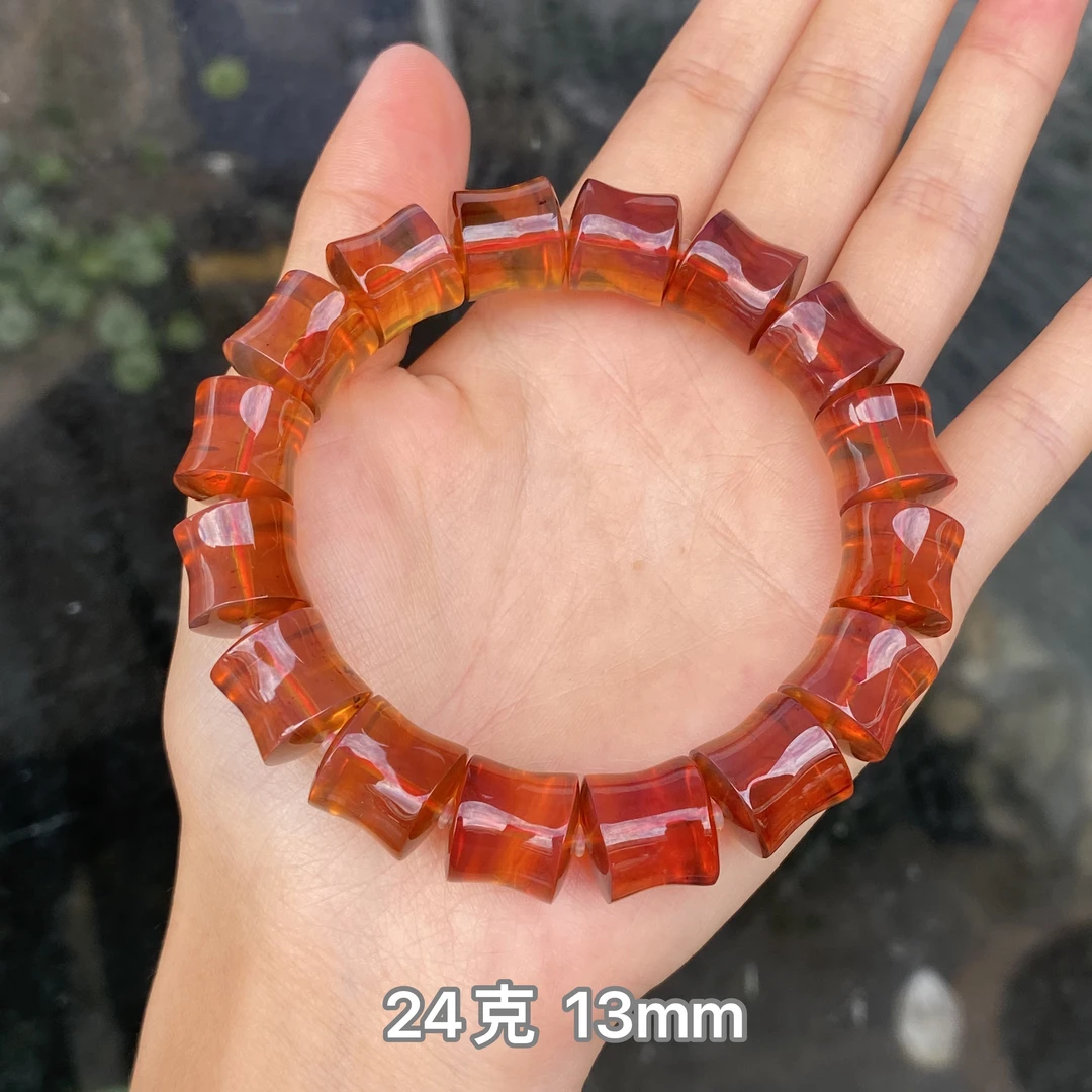 【小伊琥珀】24克棕血蜜竹节款手串