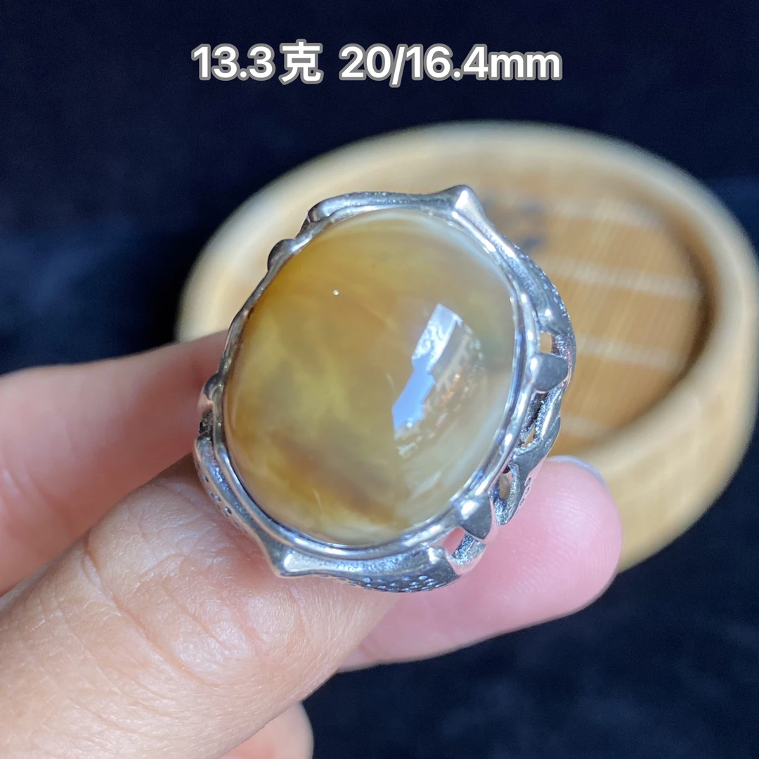 【小伊琥珀】蜜蜡溶洞戒指（活口可调）