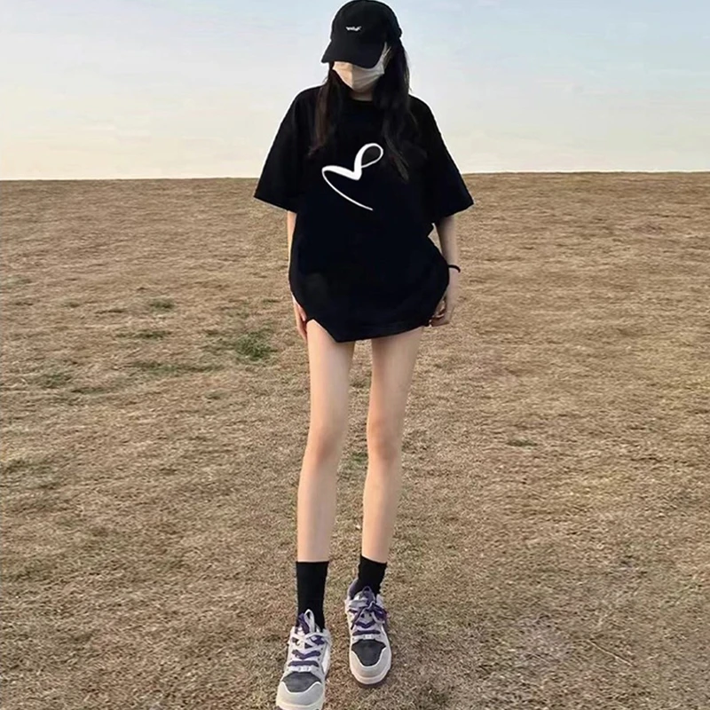 短袖大版大t恤女夏宽松中长款遮屁股时尚洋气上衣下衣下半身失踪