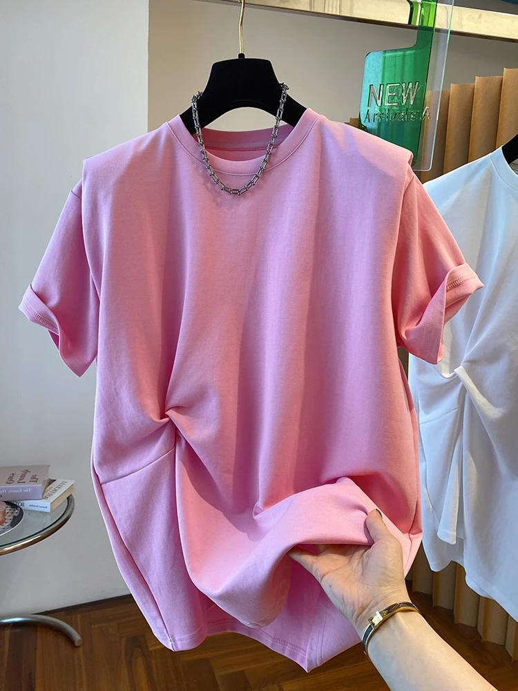 短袖大版大t恤女夏宽松中长款遮屁股上衣下衣失踪下装消失潮牌