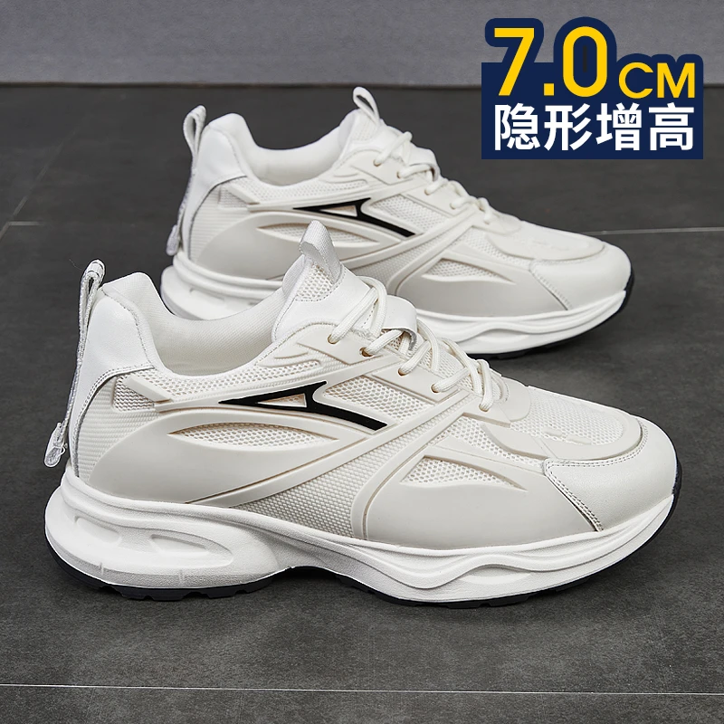内增高老爹鞋7cm男款春季透气网面休闲运动鞋厚底增高潮流男鞋