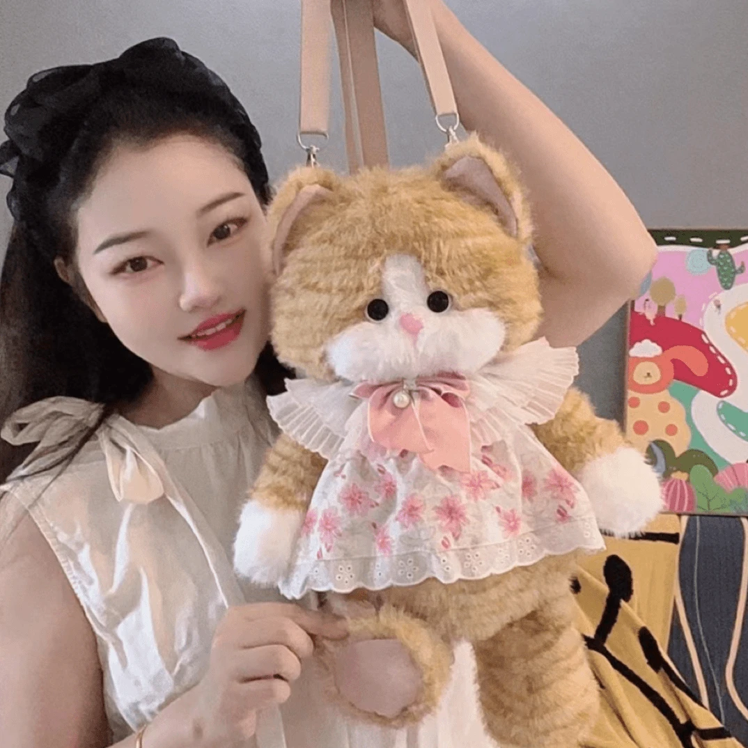 金渐层毛绒玩具小猫咪女生玩偶娃娃公仔包包双肩包可爱儿童送女孩