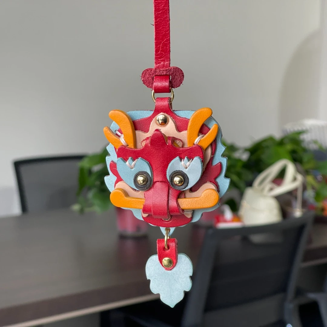龙头仔手工精制牛皮钥匙挂包挂
