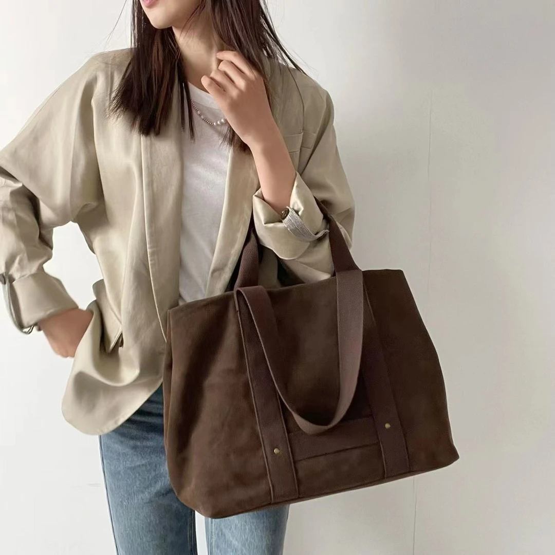 设计师款头层翻毛皮大托特（肯豆同款）（微瑕）