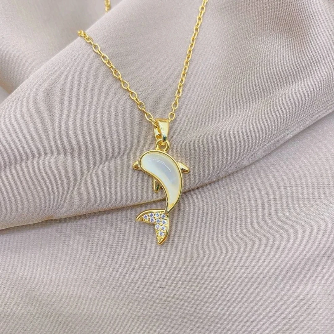 钛钢项链 时尚网红爆款小海豚项链满锆轻奢设计感百搭锁骨链礼物