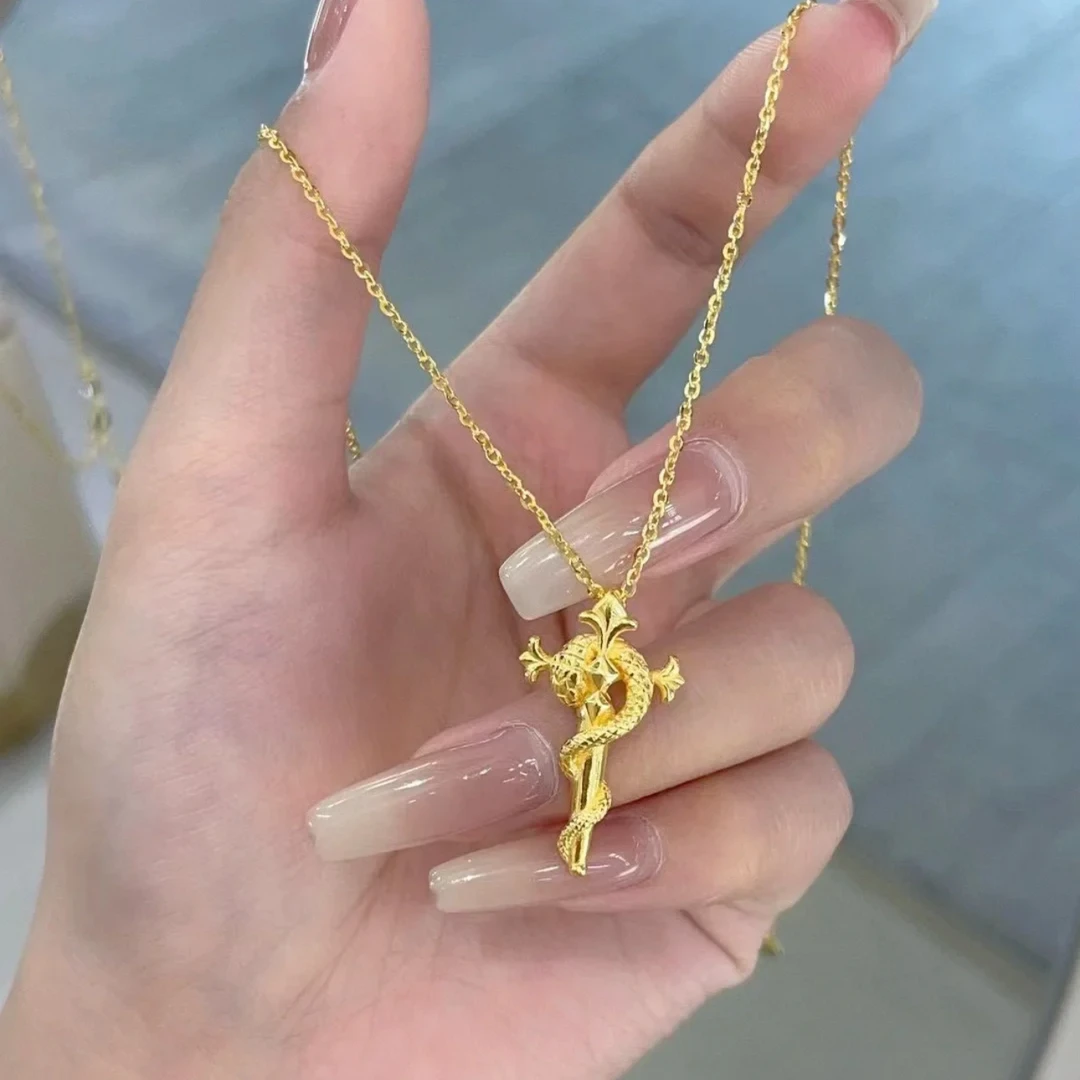 【YINGZI】新中式灵蛇权仗项链女款精致百搭不掉色本命年吊坠