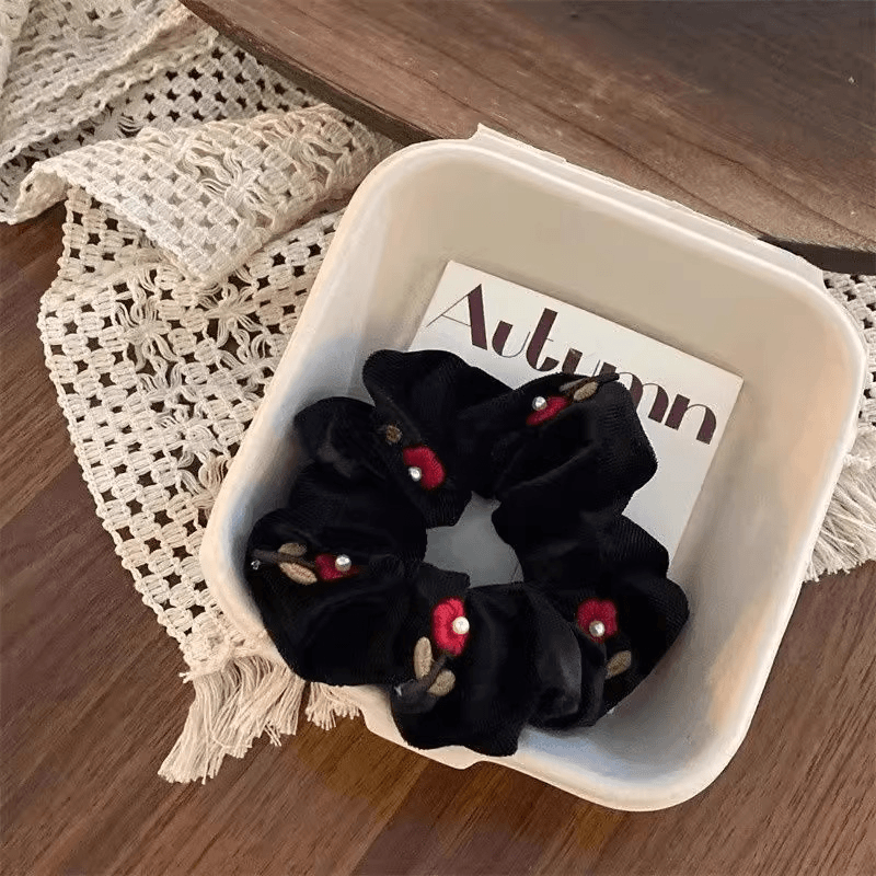 秋冬韩版复古气质红花发夹时尚侧边刘海夹高级发圈发箍抓夹发饰