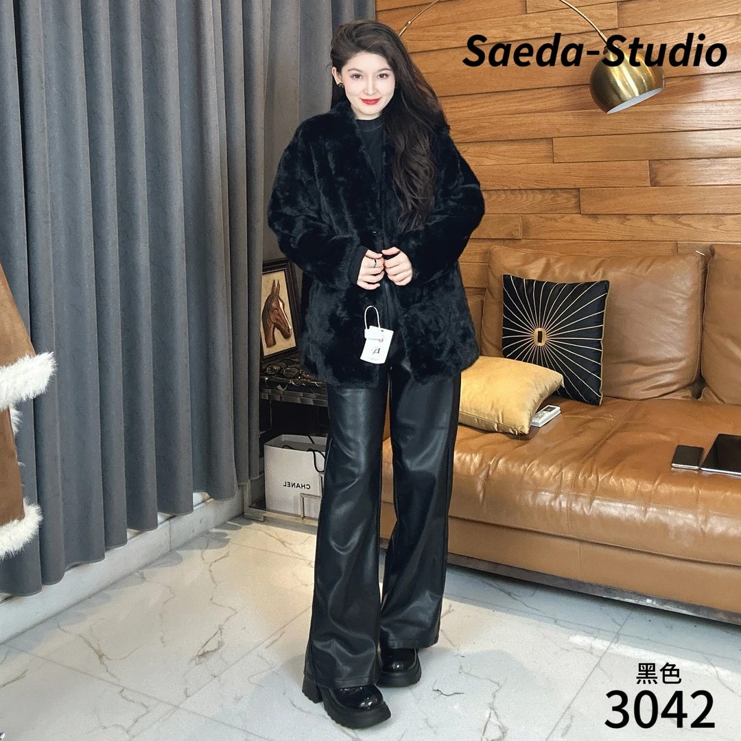 人造皮草 Saeda 女装时尚高级感气质水貂绒气质皮毛外套YF3042