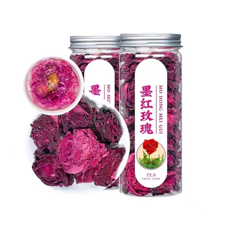 春叶草/玫瑰花茶【墨红玫瑰】特级云南重瓣玫瑰花冠50克/罐泡水清香
