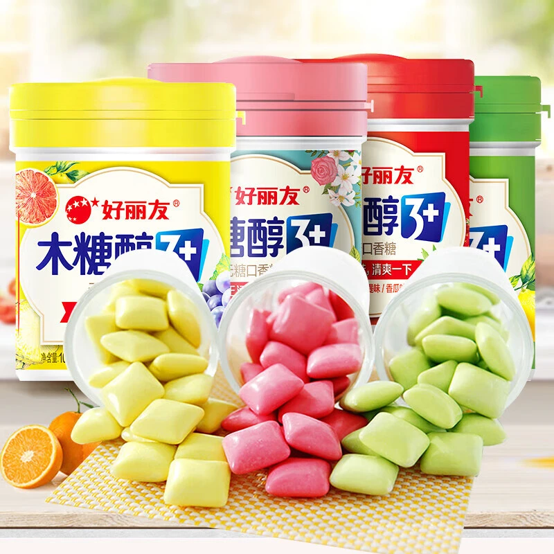 好丽友木糖醇口香糖无糖瓶装花香味果味香葡萄味多种口味清新口气