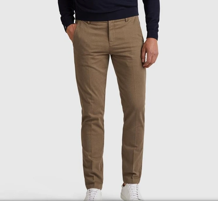 荷兰轻奢复古意大利摩托风格潘塔龙小格纹休闲棉质高级长裤