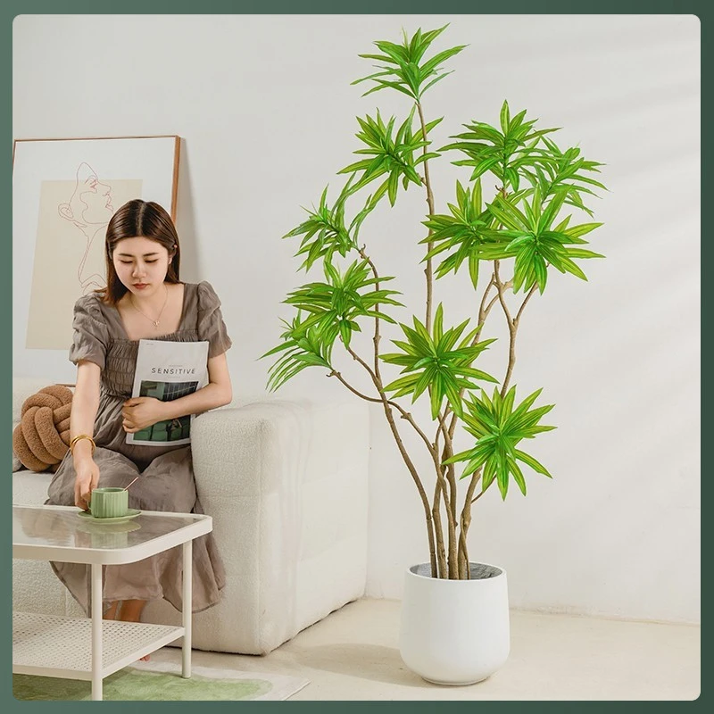 北欧ins风落地仿生绿植仿真植物盆栽百合竹室内客厅假树装饰摆件