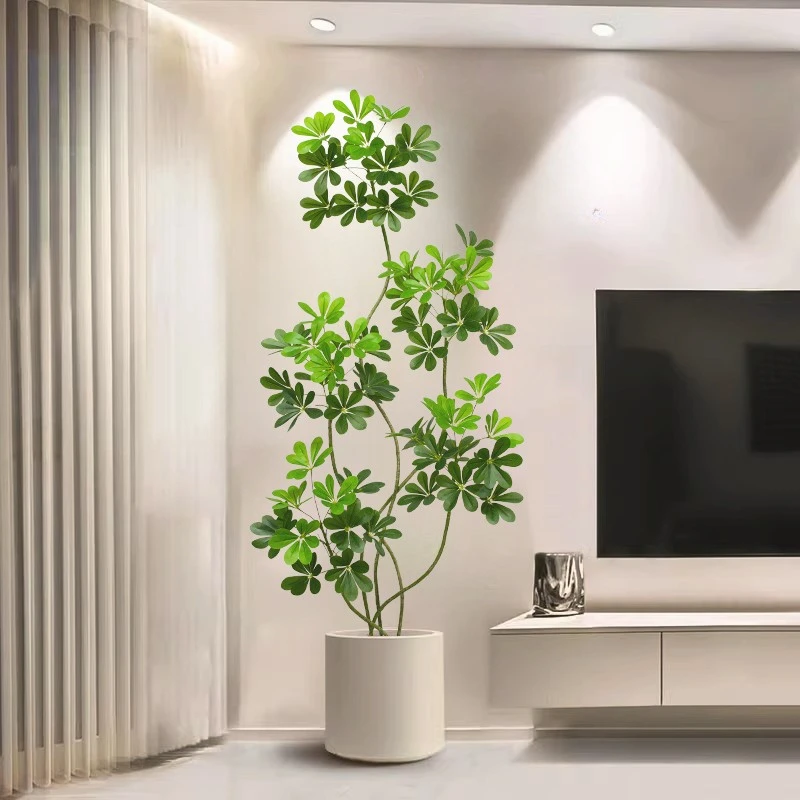 仿真绿植高端轻奢鸭脚木室内盆栽假花树客厅落地装饰摆件仿生植物