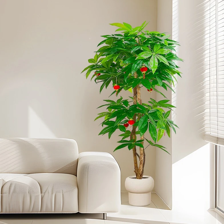 植物客厅装饰绿植喜庆发财树假花落地仿真假室内家居摆件幸福树