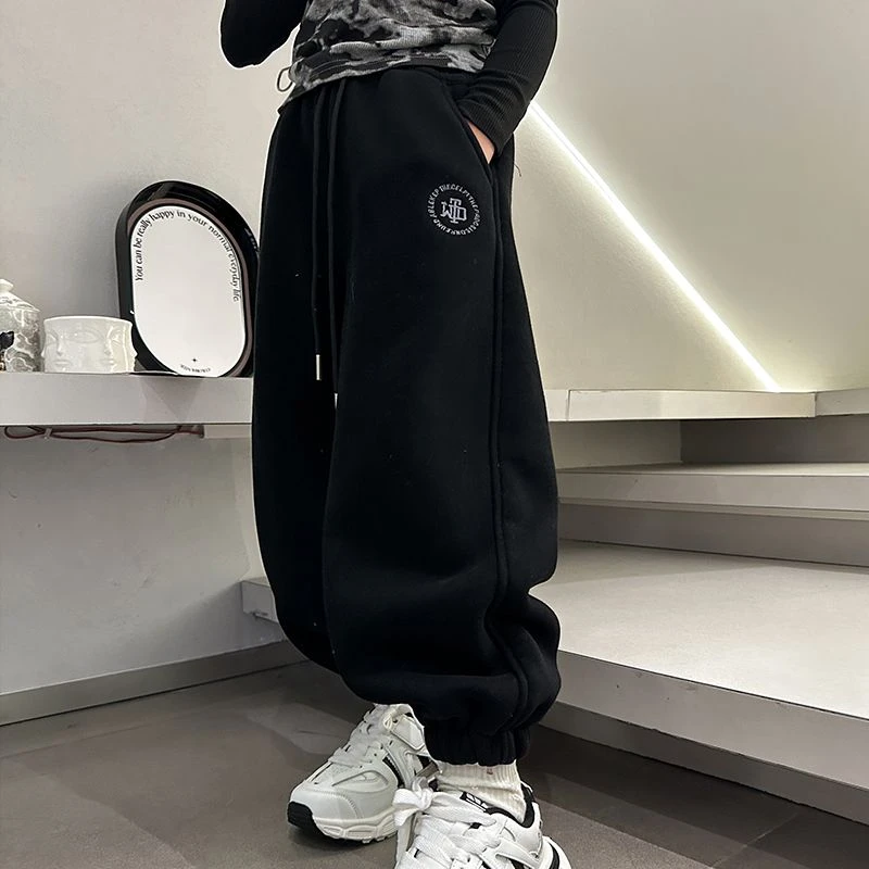 男女童冬季新品加绒裤子中大童羊羔绒加厚外穿裤一条过冬运动裤