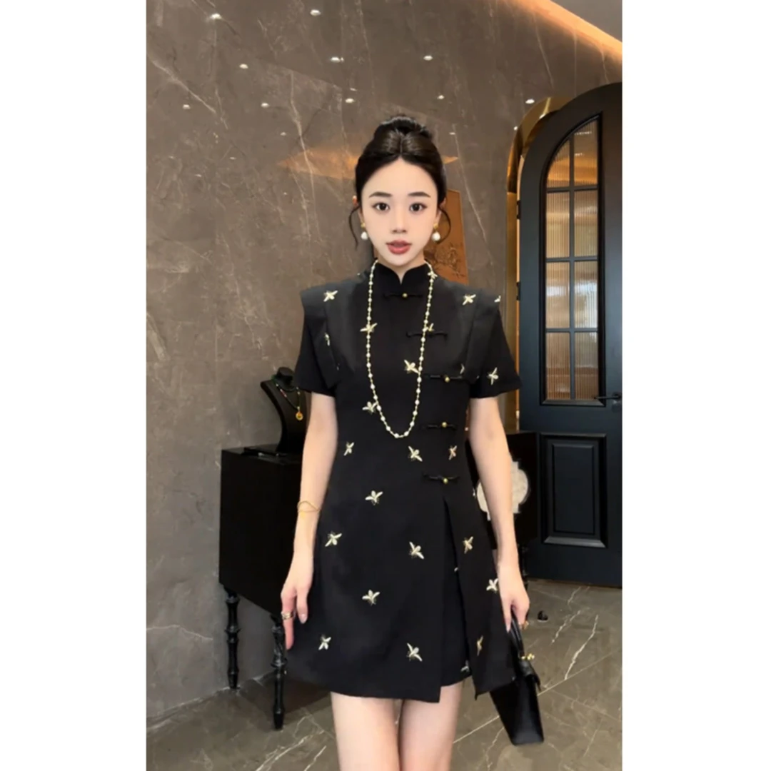 新中式国风套装女短袖连衣裙短裤两件套气质高端女装2024夏季新款