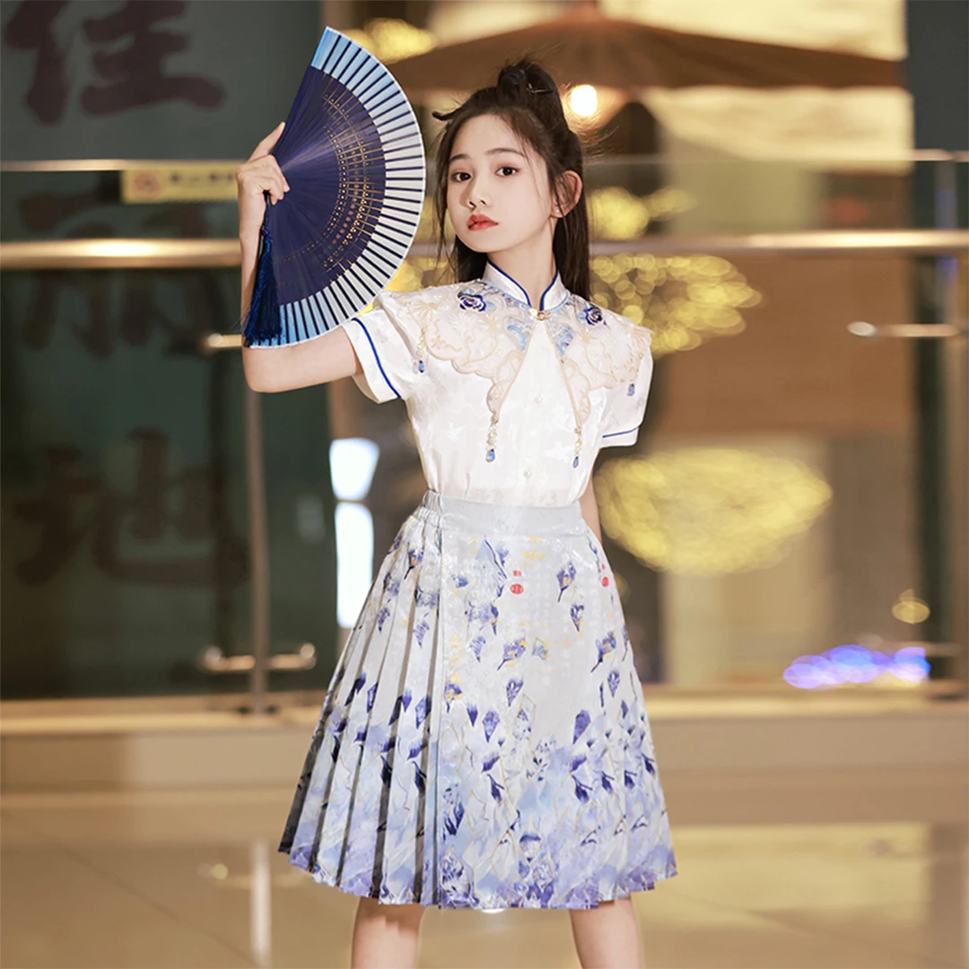 马面裙女童春季2024新款国风汉元素套装儿童春秋明制汉服高端唐装