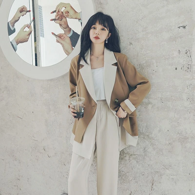 假两件拼接西装外套女小众设计感春秋2023年新款高级感炸街小西服