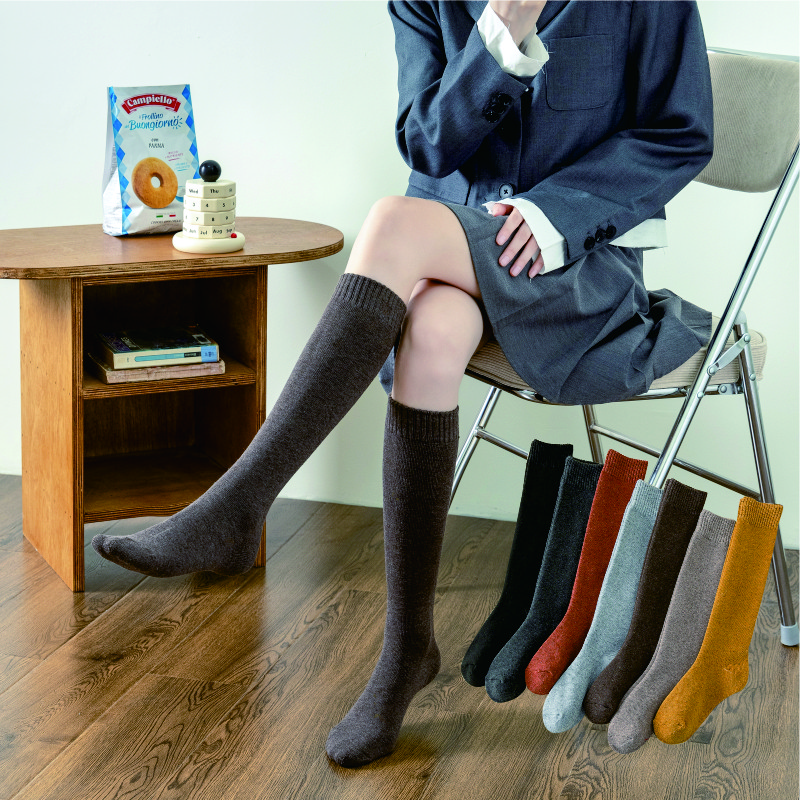 秋冬款加厚小腿袜耐磨耐穿高弹百搭瘦腿ins潮春秋高筒显瘦厚袜
