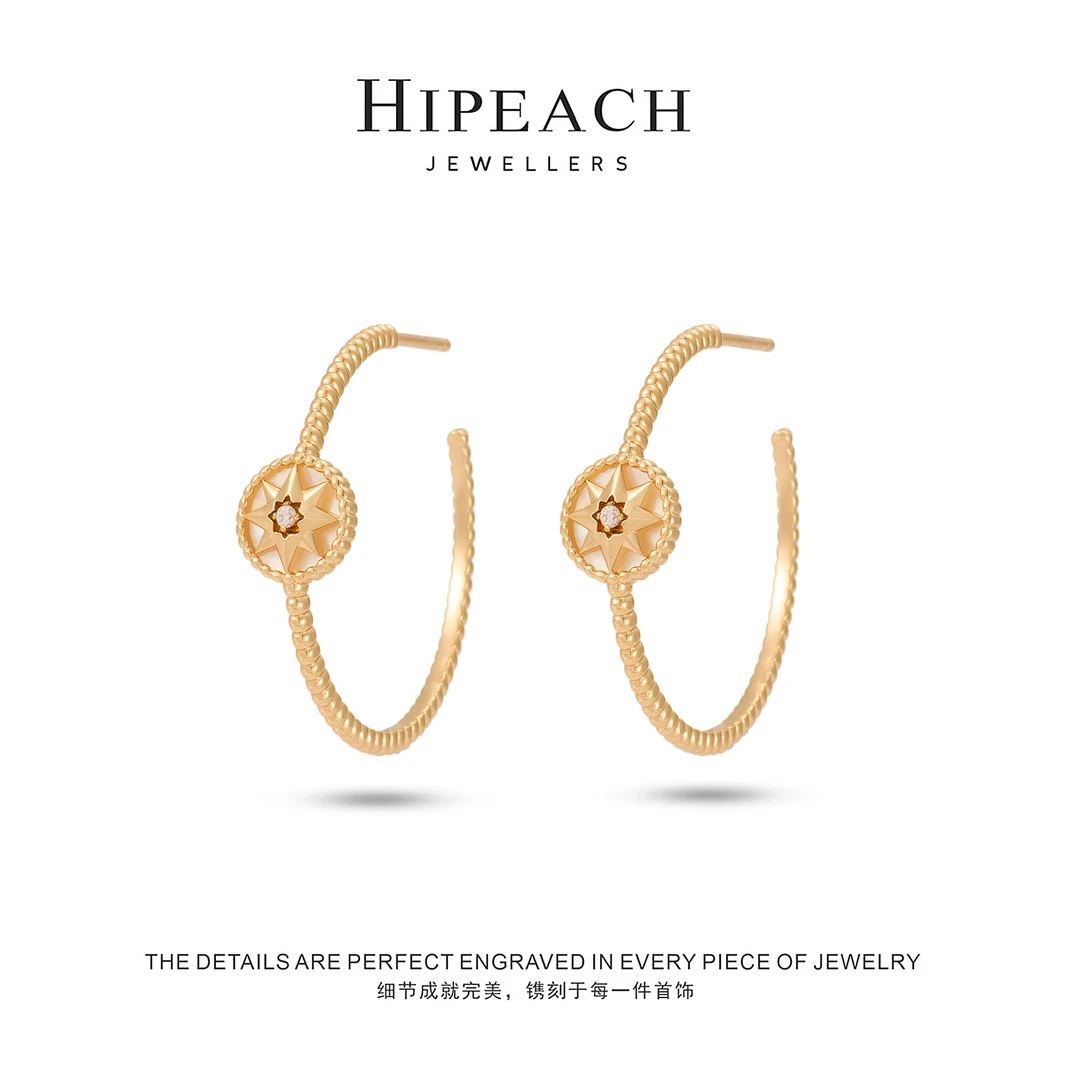 镀K金 ♠天天♠百搭罗盘耳圈HTMX0012