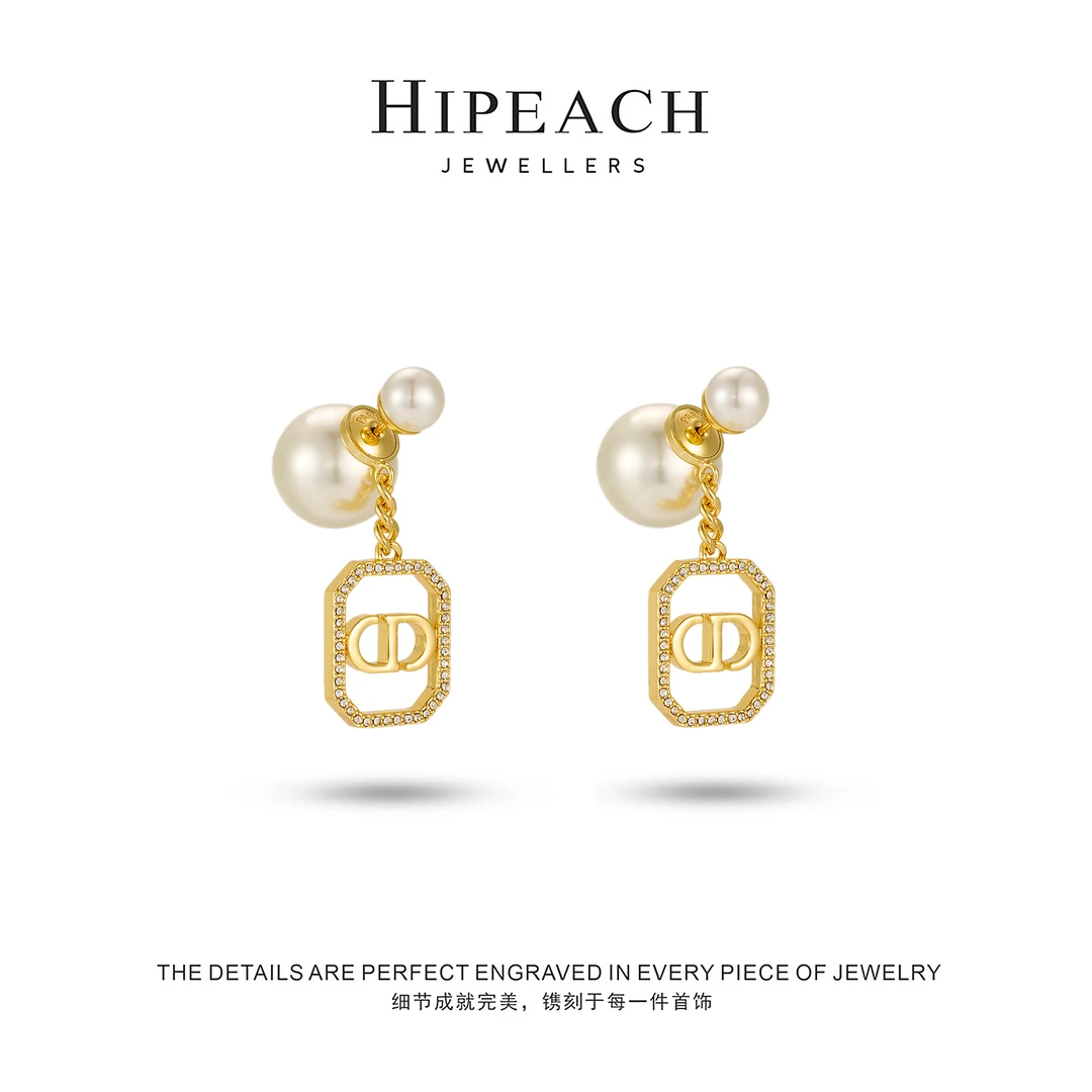 铜合金耳饰  镀K金 ♠天天♠链条猪鼻方牌耳环HTJF0110