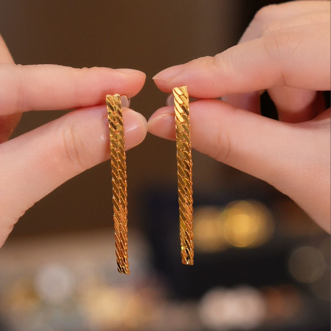 镀K金 鱼骨链耳环HTOXP056 HTOXP057