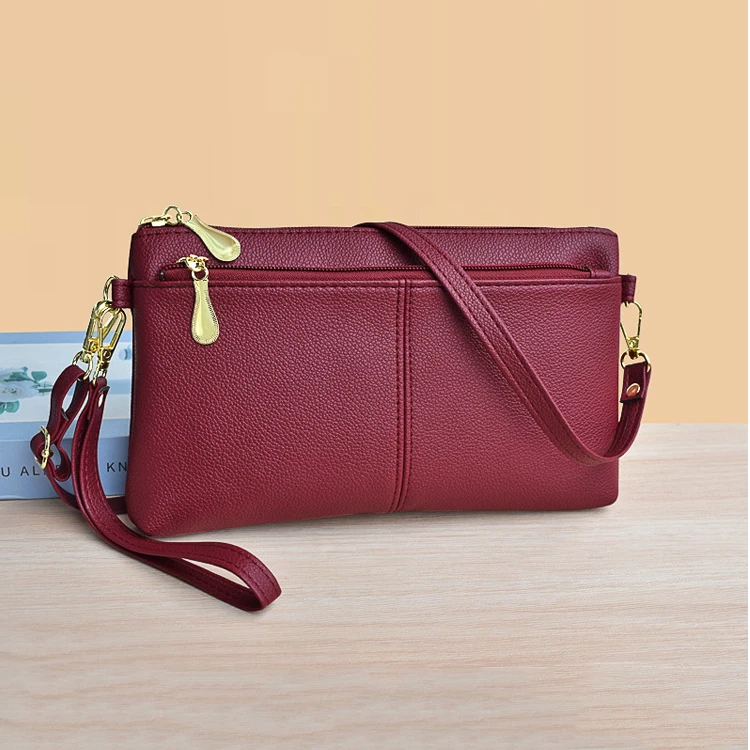 包包女夏季新款女式斜挎包软面PU简约手拿包中老年妈妈纯色买菜包