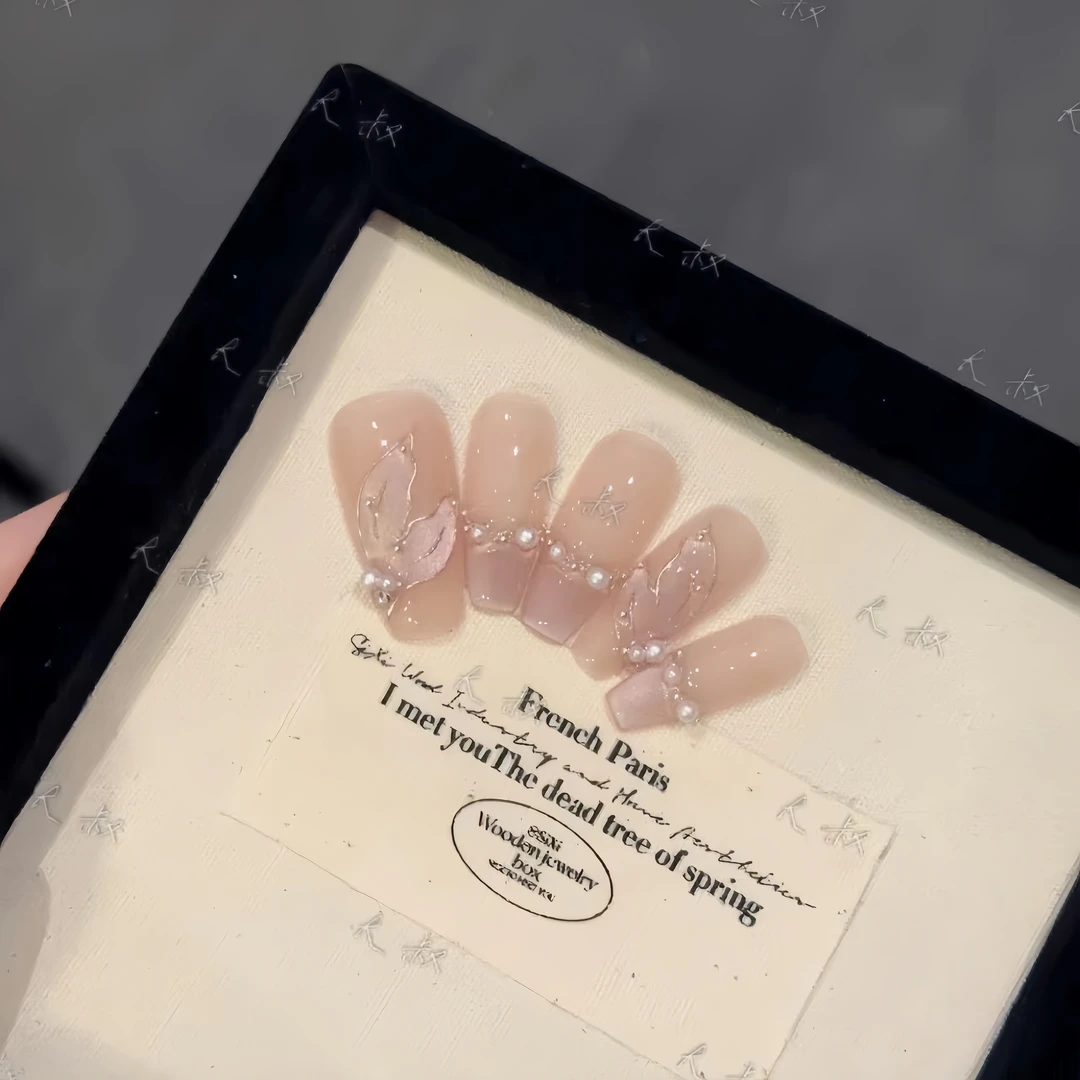 【人鱼】立体人鱼尾水光猫眼镶嵌珍珠高定手工定制美甲可拆卸穿戴甲