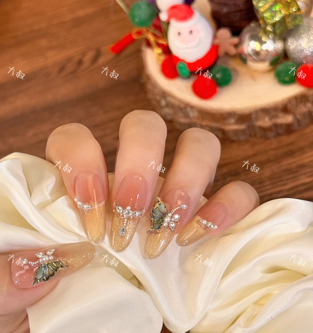 幻蝶-手工穿戴甲蝴蝶猫眼镶嵌显白轻奢百搭可拆卸穿戴