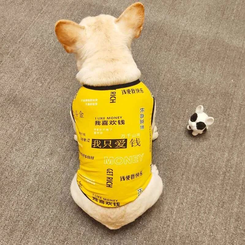 法斗衣服绵薄款针织狗狗背心夏季斗牛犬巴哥社会暴富短胖宠物服饰