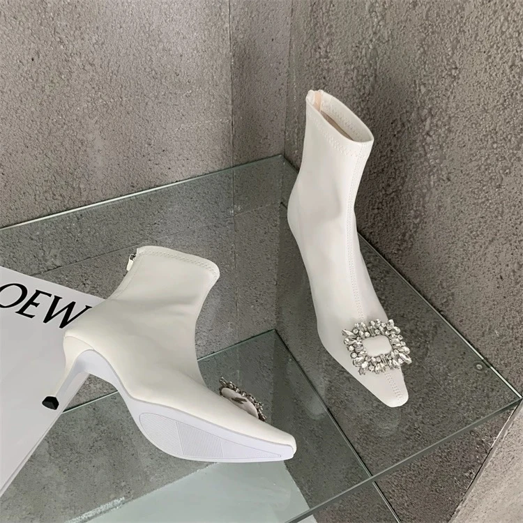 岳岳｜法式水钻细高跟短靴100669