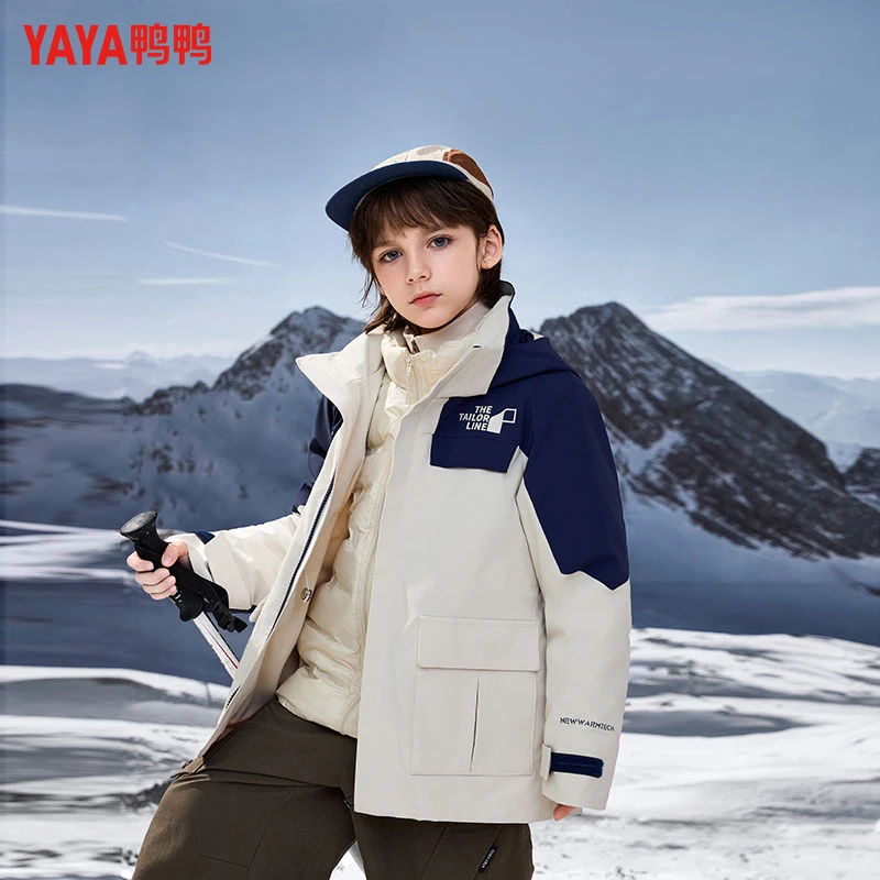 鸭鸭儿童羽绒服男女童户外防风新款时尚冬季运动风羽绒外套