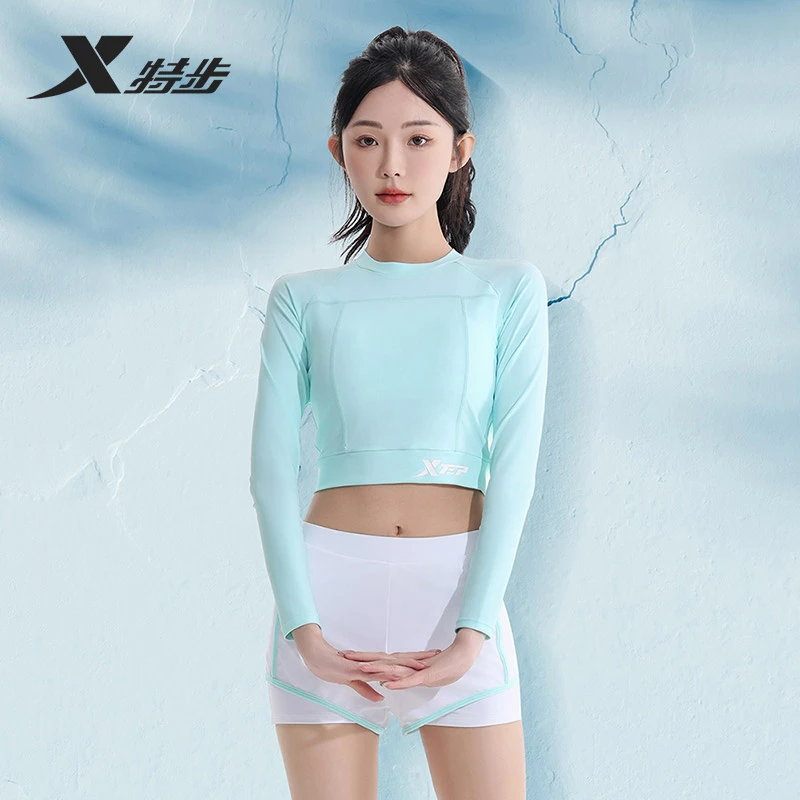 特步专业网红短款运动紧身速干跑步健身游泳高级感温泉泳衣套装