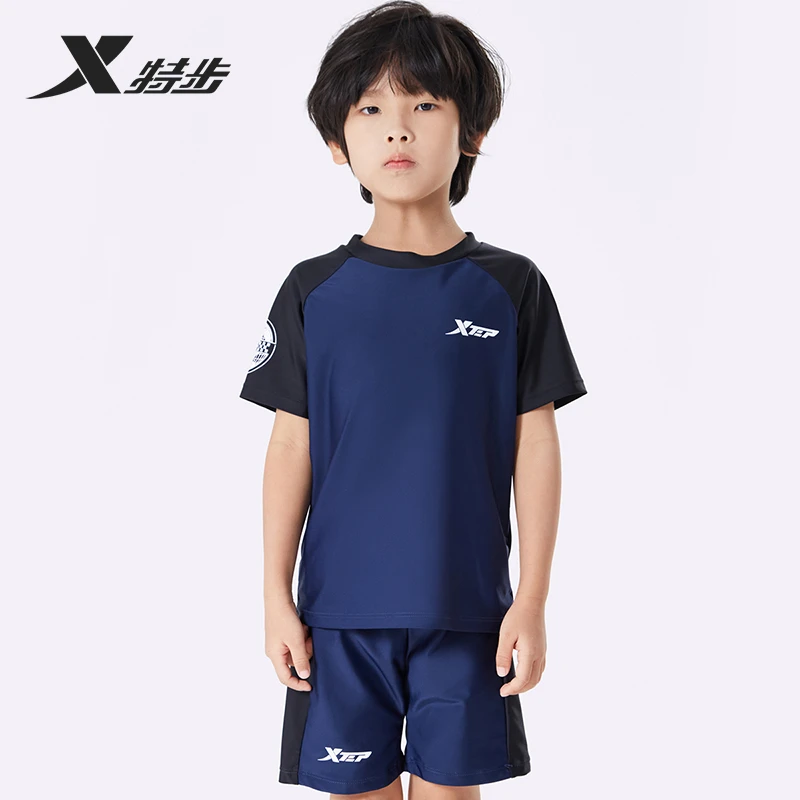 特步游泳新款青少年夏季透气短款速干泳衣分体泳装高能感儿童