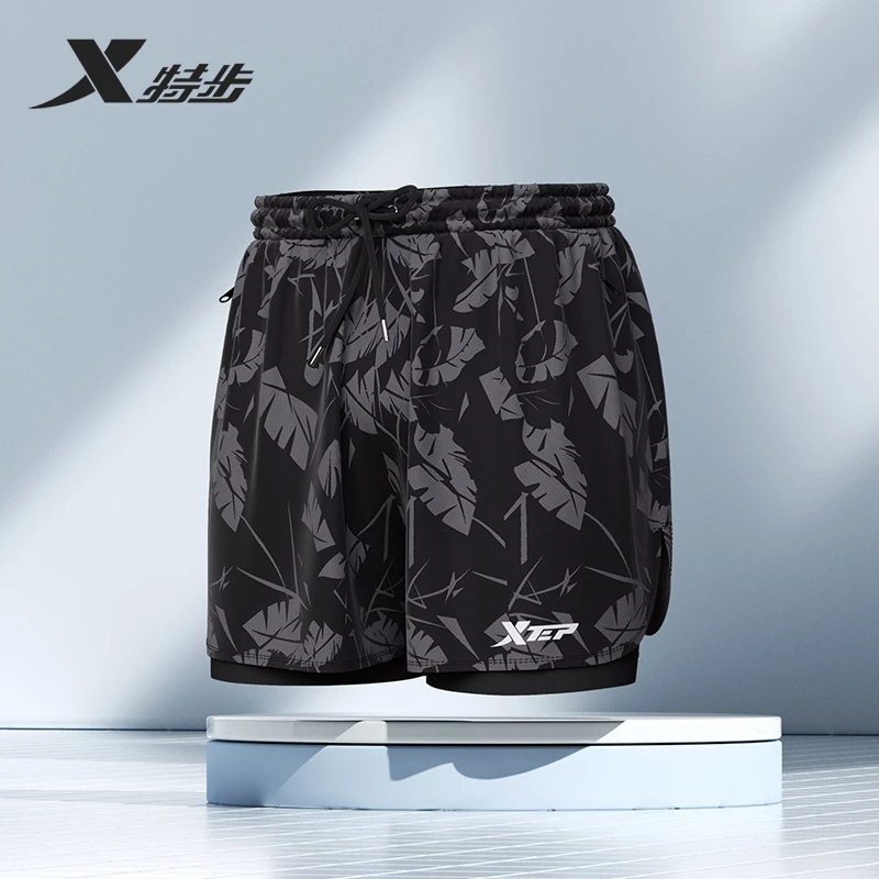 XTEP/特步2025新款游泳裤双层防尴尬平角速干游泳泳裤训练装备