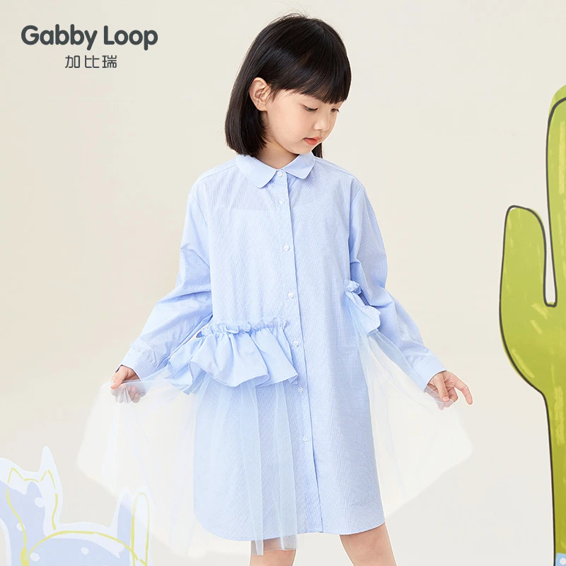 【110-160清货】加比瑞童装 秋季女童长袖衬衫中大童连衣裙GQC31019