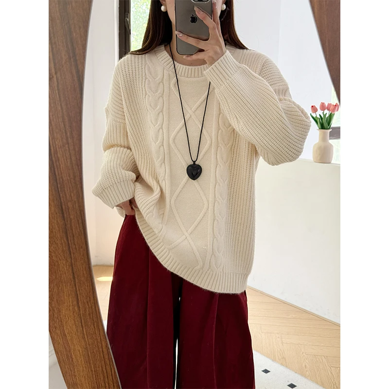 百搭圆领设计感减龄针织套头毛衣 ZJC069