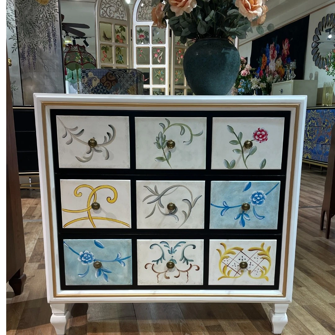 美式乡村复古家用简约三斗柜做旧门厅玄关收纳柜储物柜边柜2310