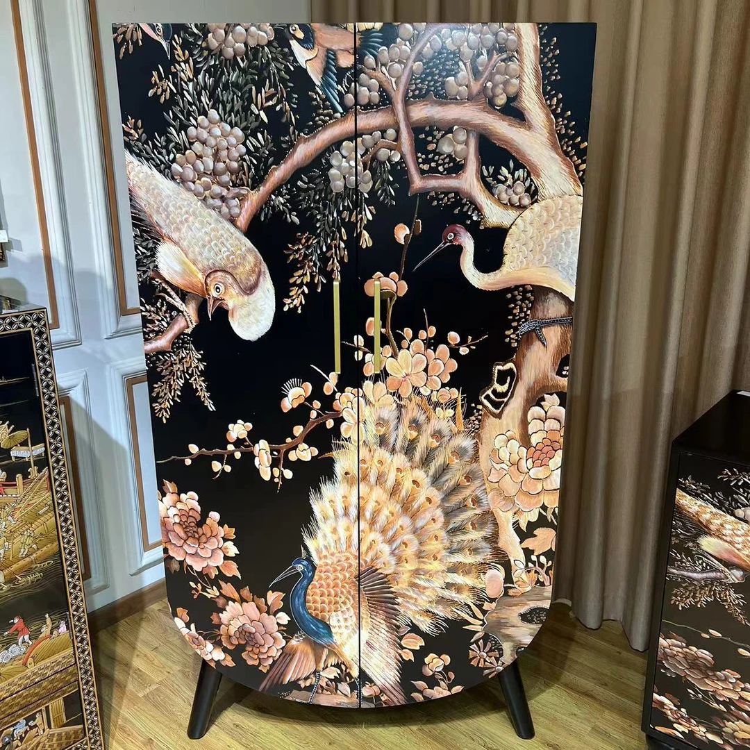 法式创意家用客厅孔雀玄关