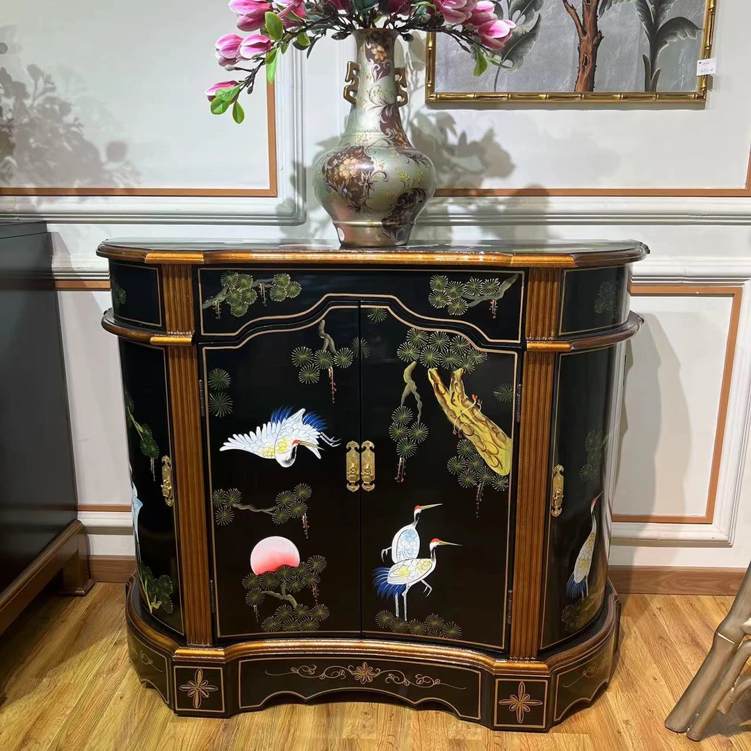 美式古典手绘雕花装饰柜