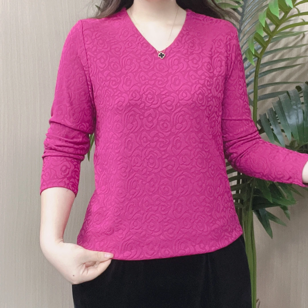 新款百搭宽松休闲长袖洋气显瘦妈妈装春秋女士打底时尚秋季小衫