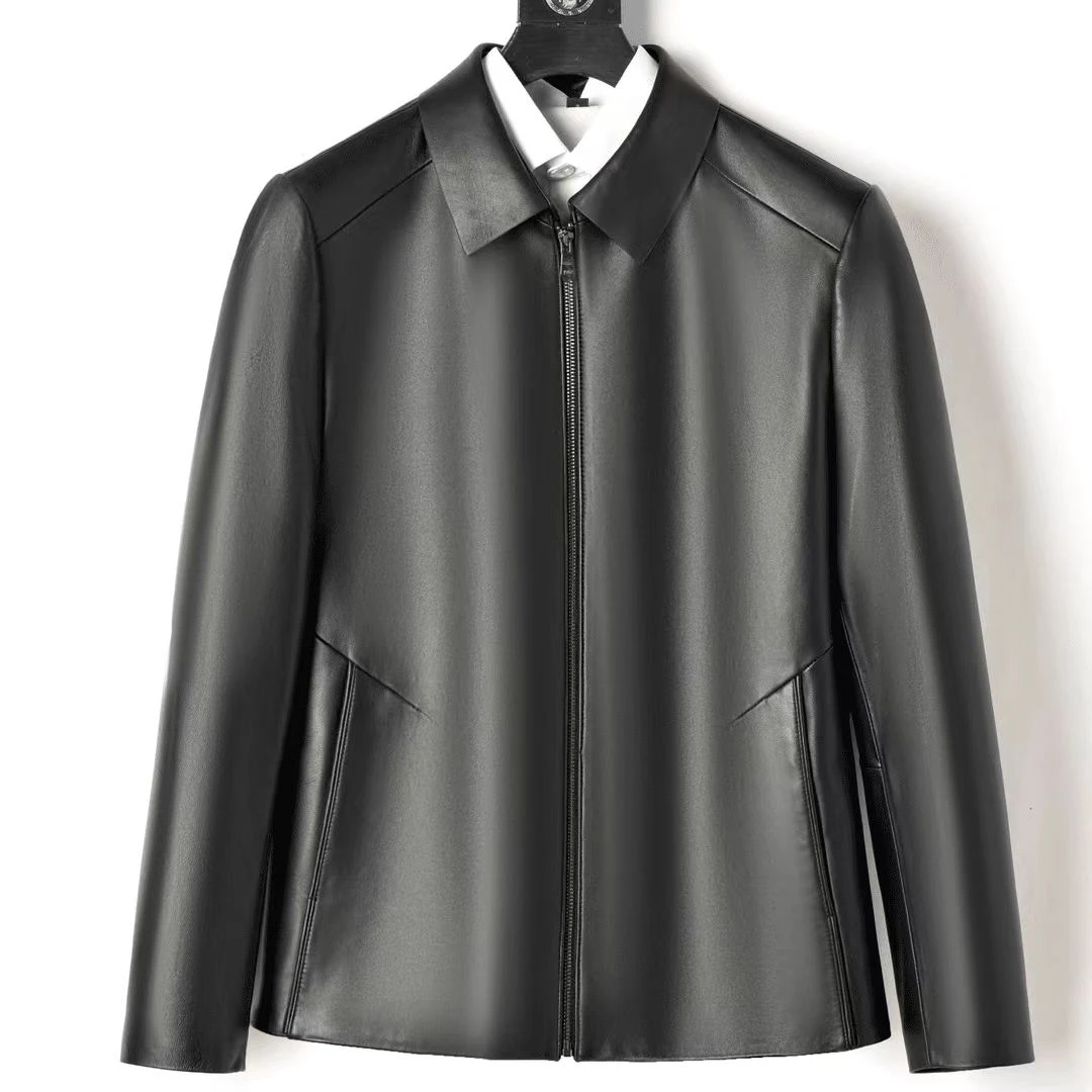 秋冬头层绵羊皮皮夹克男士春秋时尚休闲商务翻领外套2303款