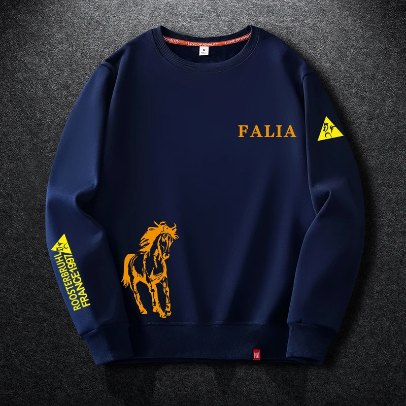 法莱尔公鸡卫衣男士2024新款棉质加绒加厚印花潮牌套头秋冬季上衣